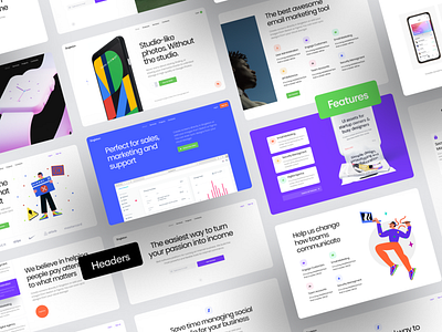 Singleton UI Kit block colorful component customization design kit landing layout modern object pages sketch smart styleguide stylish ui vector