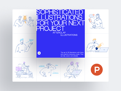 Afterclap Illustrations on Product Hunt 404 application craftwork illustration illustrations illustrations／ui svg vector walkthrough web web page website