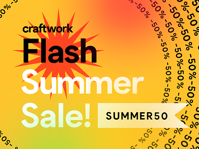 Flash Summer Sale -50% OFF for all products ⚡️ 50 craftwork discount discounts flash giveaway illustration sale sales salesforce storytale summer uikit