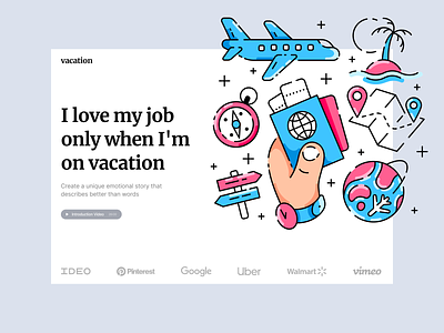 Vacation Illustrations airplane bright characters colorful design hike icons illustrations journey modern objects outline outlines startup summer travel trip ui ux vacation