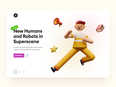 Superscene 2 Release! 3d app application bright characters colorful constructor design elements illustrations landing launch presentation project scene startup ui web website