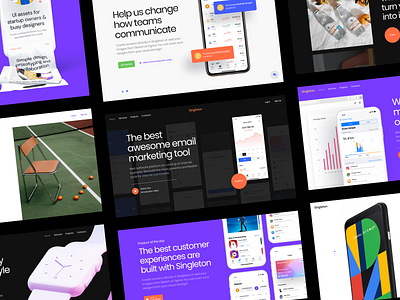 Singleton UI Kit block colorful component customization design kit landing layout modern object pages sketch smart styleguide stylish ui vector