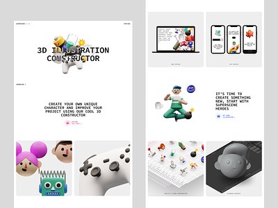 Meet Superscene 3 🎮 3d app application bright characters colorful constructor design elements illustrations landing launch presentation project scene startup ui web website