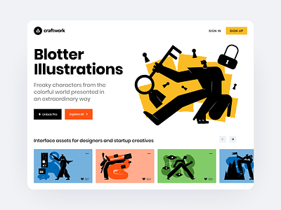 Blotter illustrations app blotter bright characters colorfull craftwork design flat illustrations juicy presentation product ui ux uxui vector web