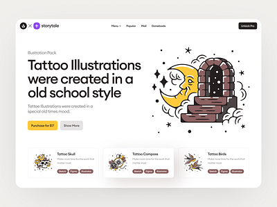 Tattoo Illustrations🌛 ai app application colorful craftwork figma flat illustration illustrations illustrator landing oldschool sketch solid style tattoo vector web webdesign website