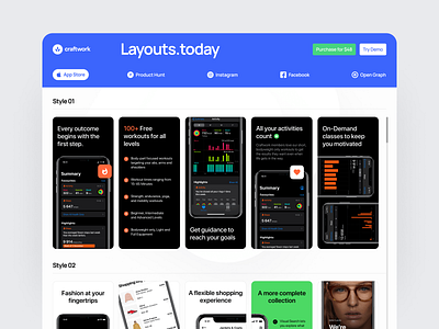 Layouts.today ✨ app store craftwork design facebook instagram ph presentation product ui ux web website