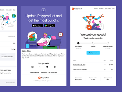 Polybox HTML Templates + Canny Illustrations = 💜 canny colorful craftwork design email html illustrations landing polybox templates ui vector web website