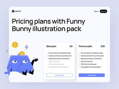 Funny Bunny Illustrations 👛 coins colorful craftwork design finance funny funny bunny illustration illustrations landing pocket price prices pricing product ui ux vector web website