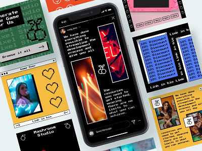 New Electro Instagram Templates 🚀 application bright contrast craftwork design graphics icons instagram photos pixels retro shots social stories ui
