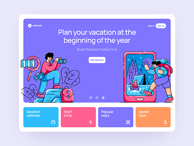 Vacation Illustrations 🗺 colorful craftwork design illustrations landing ui vector web website