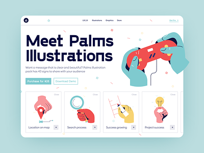 Palms illustrations 🎮 application colorful craftwork design free freebie illustration landing palms product signs ui vector web website