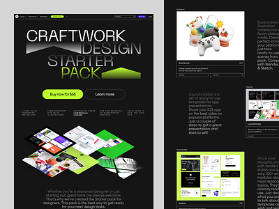 Introducing Starter Pack 💥 application bestsellers bundle colorful craftwork dark design illustrations landing product starter pack ui vector web website