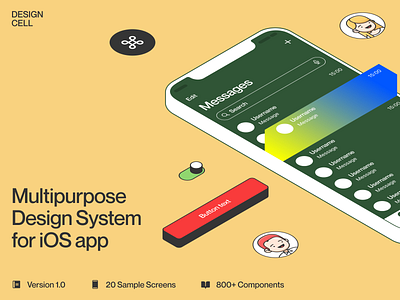 NEW: Design Cell iOS app design system 🚀 app application colorful components craftwork design design system illustration ios symbols ui