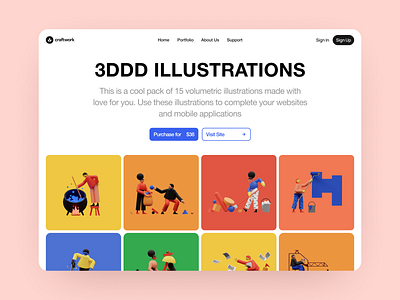 3DDD Illustrations 🤩 3d 3ddd app application colorful craftwork design illustration illustrations landing product ui web website