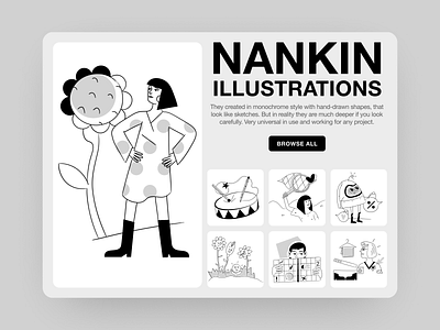 Nankin Illustrations 🥁 app application craftwork design illustrations landing monochrome nankin outline product sketch ui vector web website