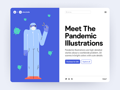 Pandemic Illustrations 🦠 application colorful craftwork design illustrations landing medicine pandemic ui vector virus web website