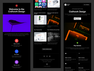 Letterbox Email Templates 💥 app application craftwork dark design digest email illustrations landing letterbox letters newsletter product template ui vector web website