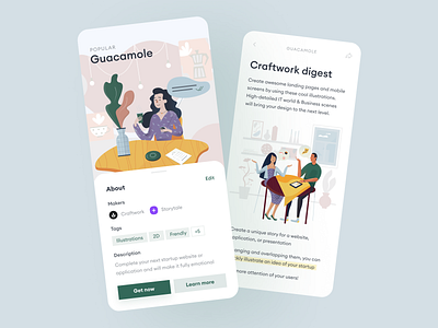Guacamole illustrations 🥑 app application characters colorful craftwork design family fun guacamole home illustrations landing lifestyle product scenes ui vector website