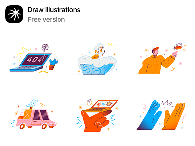 Free Draw illustrations 💥 404 application craftwork design draw error free freebie handdrawn illustration landing textures ui vector web website
