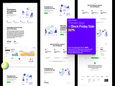 Teamwork Illustrations 💜 50 application blackfriday craftwork design flat illustration landing layout outline sale teamwork ui vector web website