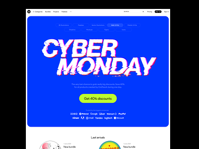 Cyber Monday on Craftwork 🕹 -40 3d application craftwork cyber cybermonday design discounts illustration landing products sale ui vector web website