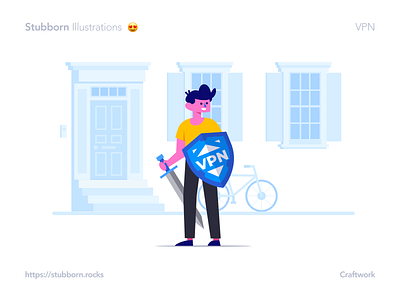 Stubborn Illustrations ai app application background craftwork eps flat illustration illustrator landing shield site story svg vector vpn walkthrough web website