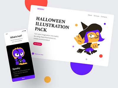 Spooky Illustrations creepy devil ghost grave halloween holiday landing october png pumpkin reckless scary svg trick or treats vector web witch zombie