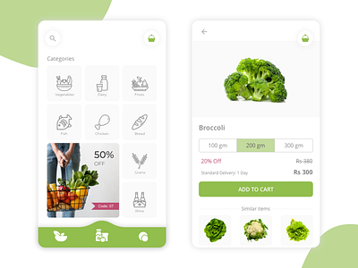 Grocery App design ecommerce food fresh frist shot fruits green grocery app mobile app design uidesign uiux designer