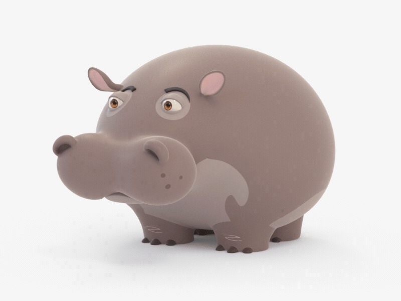 3D Stylized Cartoon Hippo | 3D Model