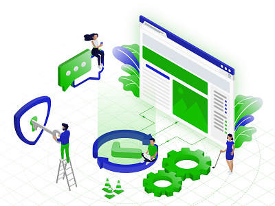 Technical support pack - landing page assitance character chat digital france help illustration isometric isometric design landing design landing page illustration landingpage security support technical support ui update ux website