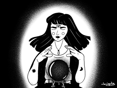 Fortune teller // Weekly Warmup character design crystal ball dribbbleweeklywarmup eye fortune teller future halloween magic magical mystic mystical old school oldschool premonition scary spooky third eye vision witch witchcraft