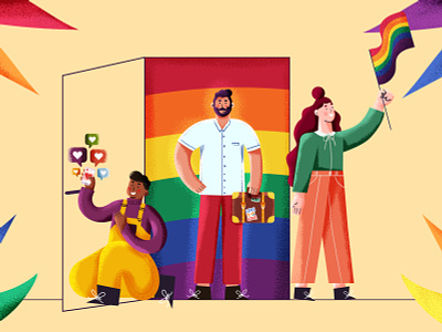 Coming out illustration series - #1 character design coming out drawing editorial editorial illustration flag grain illustration illustration art lgbt lgbtq lgbtqia lover newspaper newspaper illustration pride proud queer queer art texture