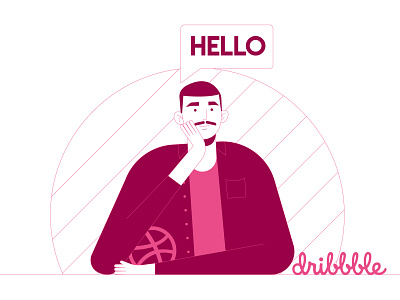 Hello Dribbble! first shot firstshot france french hello hello dribble hellodribbble illustration monochromatic monochrome self portrait