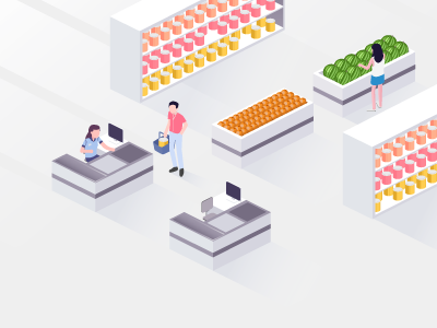 Supermarket game isometry vector