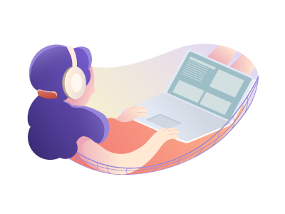 onlineweb girl headphones illustration laptop online vector web