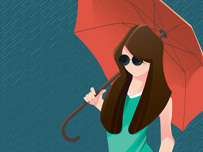 Umbrella avatar flat illustration vector