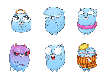 Gopher stickers design free go! gopher icon illustration sticker telegram vector