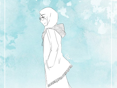 Sky . design girl hijab illustration muslim sketch sky