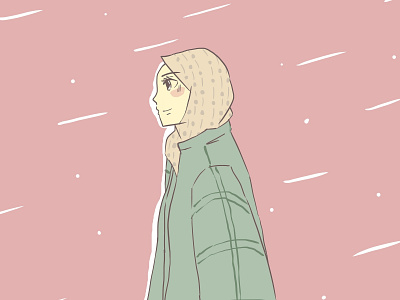 snowy design girl hijab hobby illustration muslim sketch