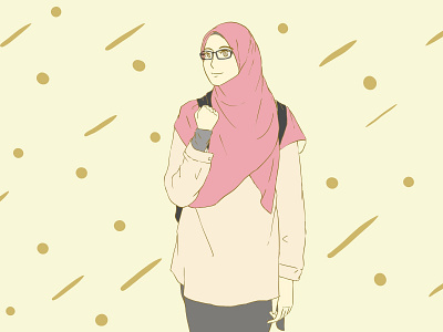 Smile design girl hijab hobby illustration muslim sketch
