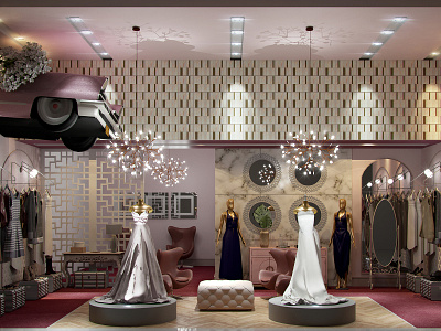 Pink Cadilac Store 3d art architechture cadilac design interior design pink render sketchup store