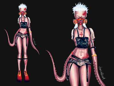 Character design. Tentacles character character design concept art cyberpunk mad max person photoshop strange tentacles