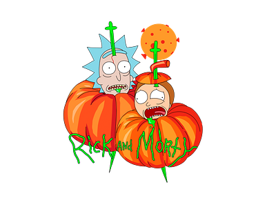 Halloween Rick and Morty artist cartoon character design drawing fan fanart halloween halloween party illustration illustrator morty smith orange photoshop print pumpkin rick and morty rick sanchez rickandmorty show