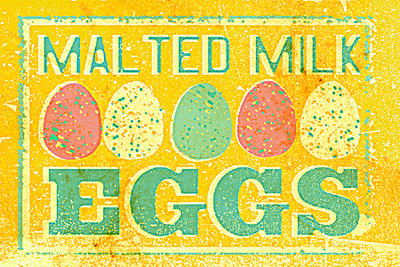 Malted Milk Eggs egg holiday illustration milk texture typography