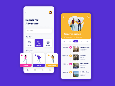 Travel App 🧳🗺 app cards dashboard flat illustration iphone list menu mobile planning profile tag tiles timeline travel traveling app ui ux