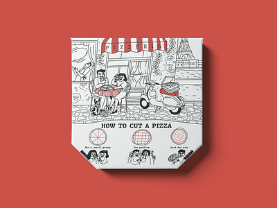 Pizza Box Illustration box cafe cartoon couple food illustration package paris pizza restaurant romantick street takeaway
