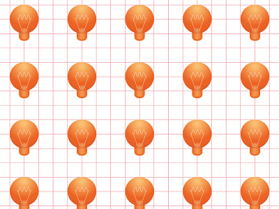 Orange Lamp Bulbs on a Grid Pattern design grain grid illustration orange pattern vector vintage