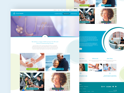 Ecce Health: Detail Pages blue bright clean cms colour concept design graphicdesign health healthcare landing page minimal nhs physio physiotherapy rebrand sketch ui ux