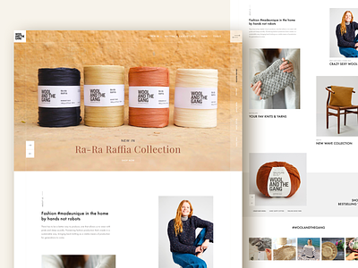 Wool and the Gang Full Page adobe bright clean concept design ecommerce fashion graphicdesign landing page minimal sketch ui ux white space wool