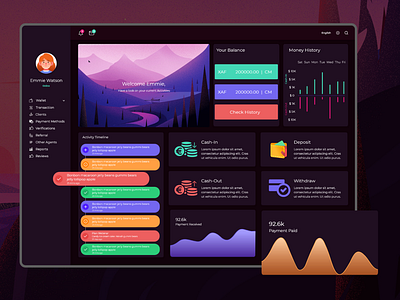 Dark E-Wallet Dashboard Design